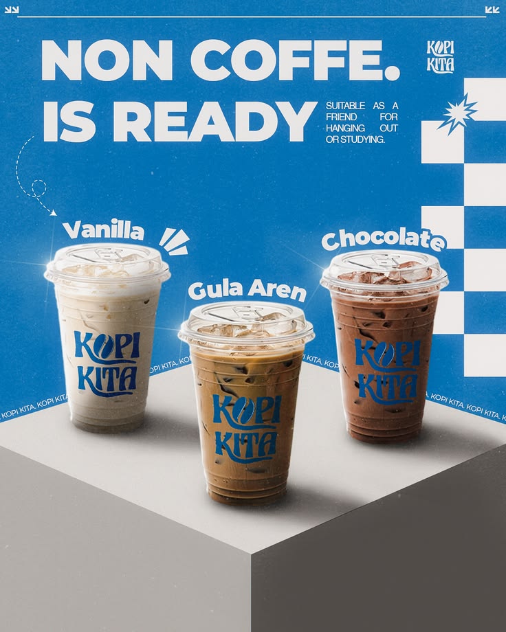 Desain Poster Promosi Menu Non-Coffee "Kopi Kita"