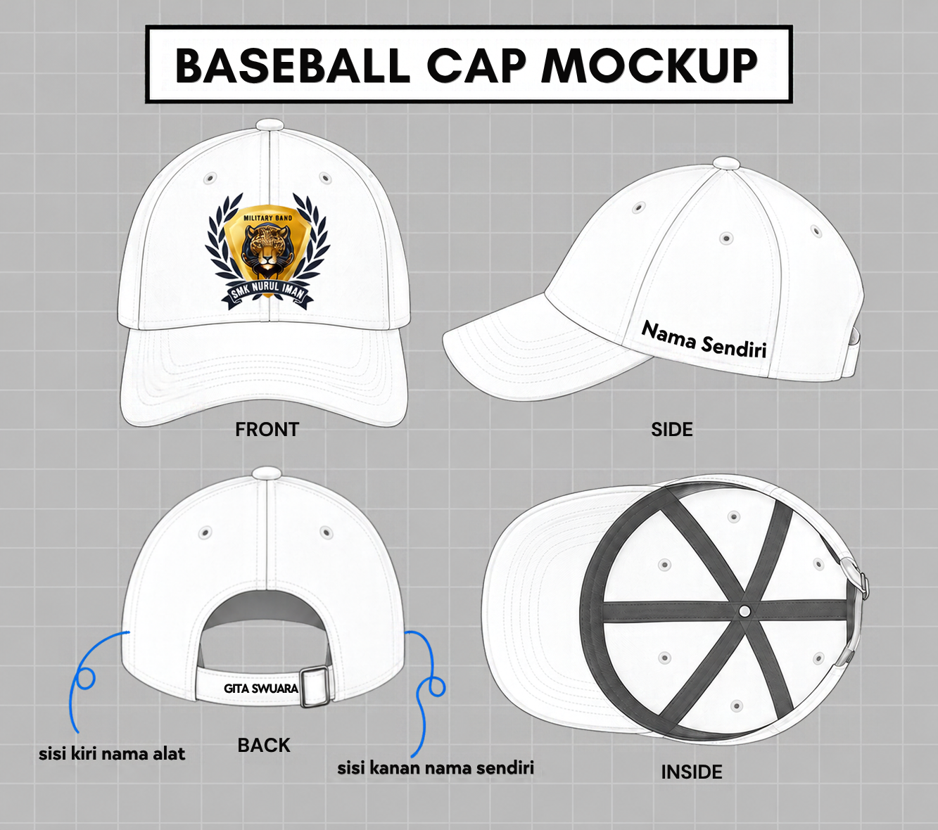 Mockup Topi GITA SWUARA - SMK Nurul Iman